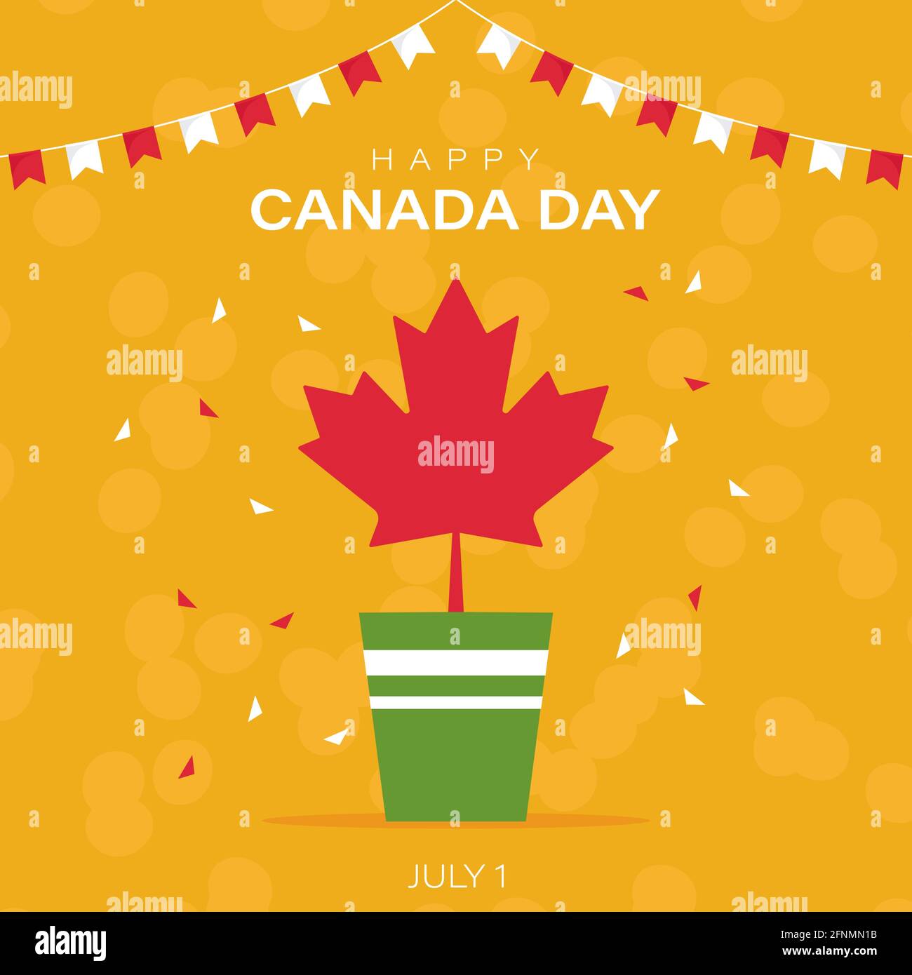 Banner Happy Canada Day con foglia d'acero. Biglietto d'auguri per il Canada Day Holiday Illustrazione Vettoriale