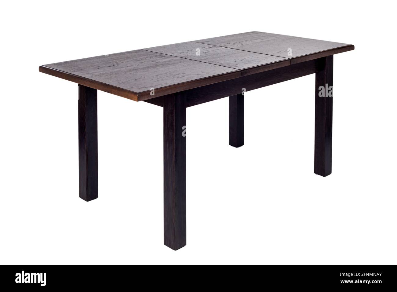 Tavolo moderno in legno isolato su sfondo bianco. Cucina tavolo da pranzo. Foto Stock