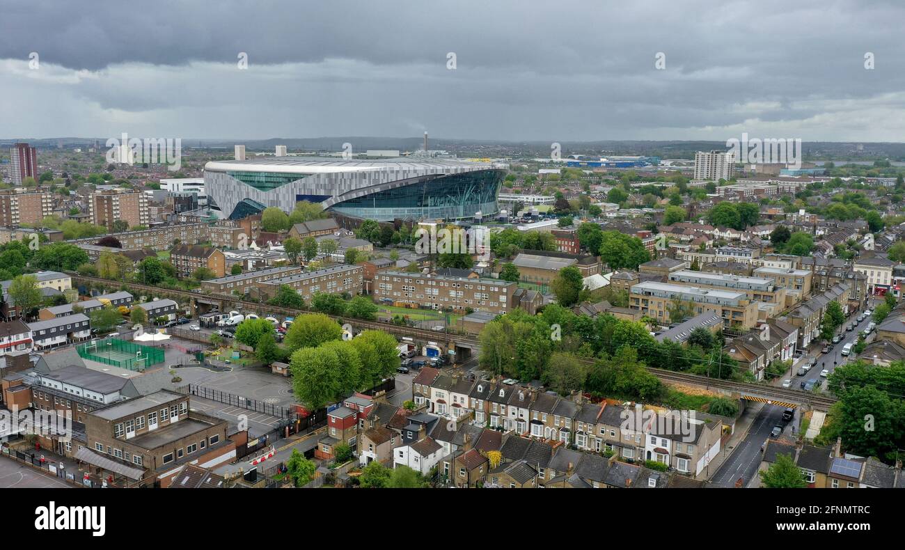 Veduta aerea del Tottenham Hotspur Stadium sede della squadra di calcio Tottenham Hotspur a nord di Londra N17 OBX Gran Bretagna, Regno Unito Foto Stock