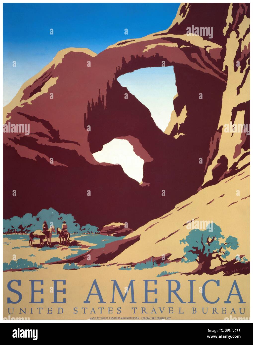 Vedere America. Poster WPA di Frank S. Nicholson (date sconosciute). Restaurato poster vintage pubblicato ca. 1936 negli Stati Uniti. Foto Stock
