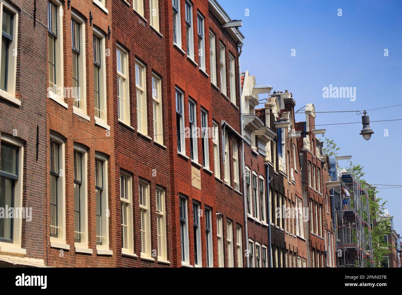Quartiere Jordaan nella città di Amsterdam, Paesi Bassi. Vista sulla strada di Amsterdam. Foto Stock