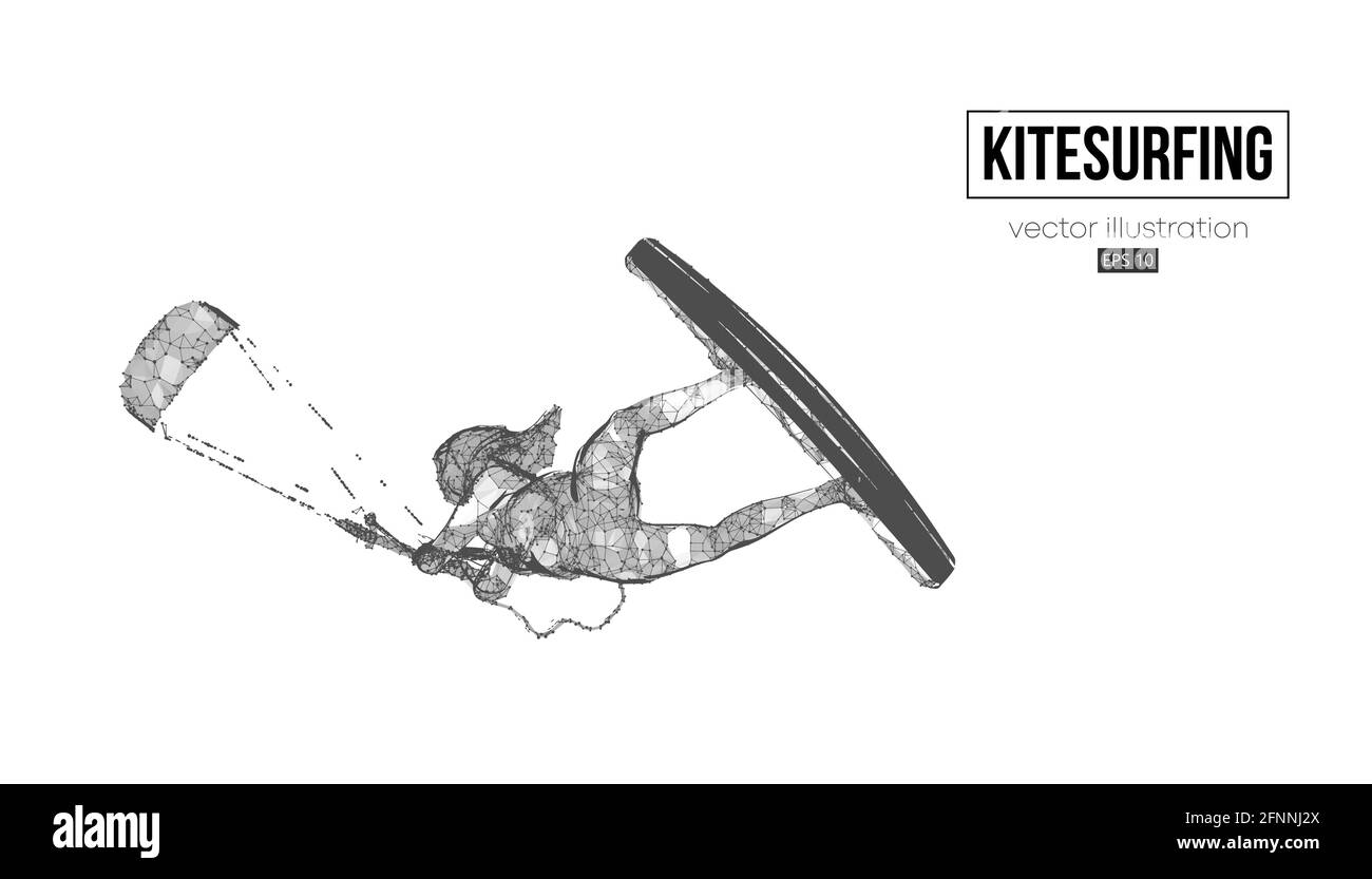 Kiteboarding, aliscafo. Silhouette di un kitesurfer. Freeride concorrenza. Illustrazione vettoriale. Grazie per aver guardato Illustrazione Vettoriale