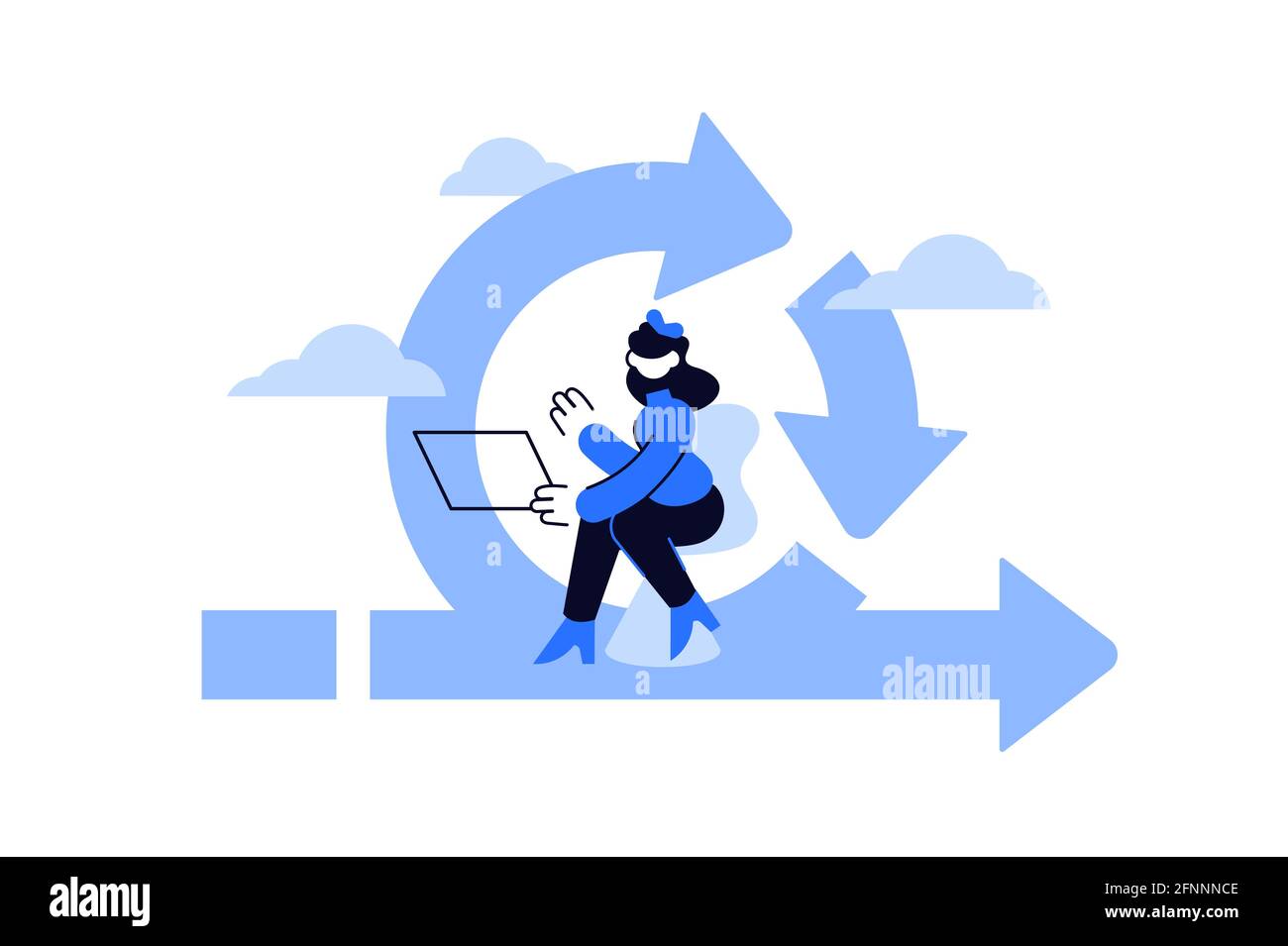 Gestione dei progetti agile per l'organizzazione del lavoro aziendale Illustrazione Vettoriale