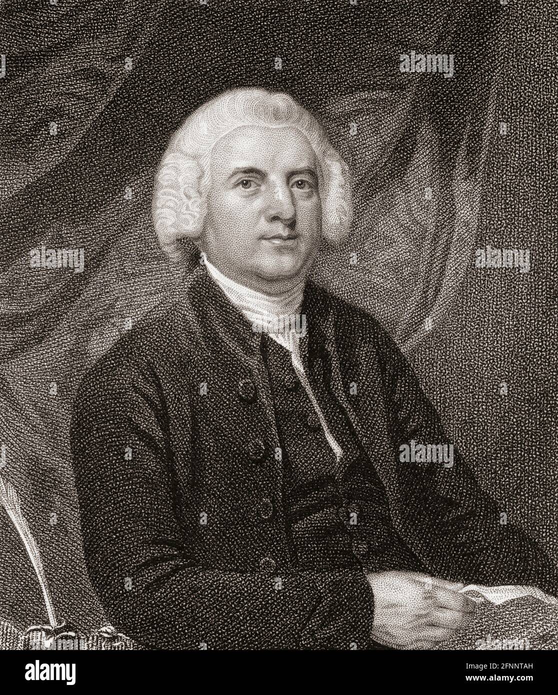 Abraham Rees, 1743 – 1825. Ministro non conformista gallese, e redattore del volume di 39 milioni di parole 45 Rees's Cyclopædia che è apparso a rate in un periodo di 18 anni, dal 1802 al 1820. Dopo un ritratto pubblicato per la rivista europea nel 1820. Foto Stock