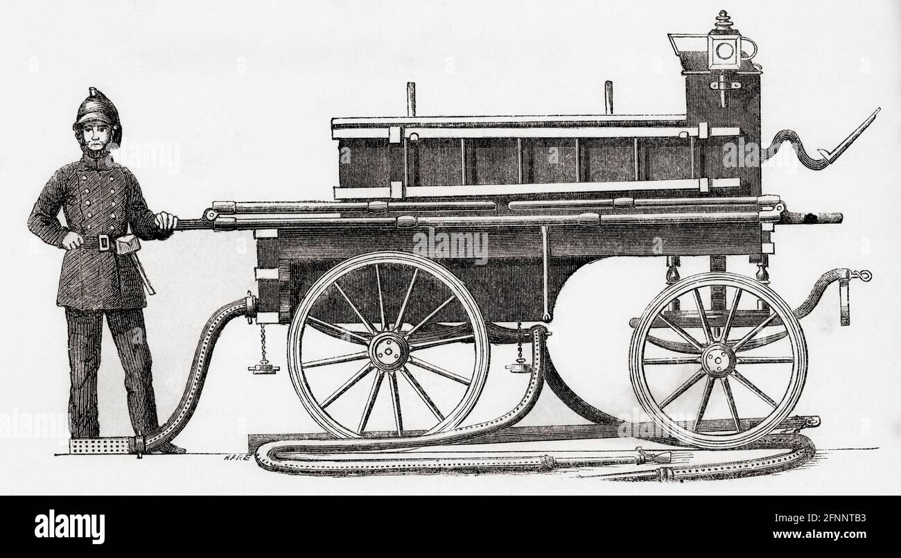 Merricweathon e il motore antincendio migliorato di Son's London Brigade, 1862. Da una breve storia dell'esposizione internazionale del 1862, pubblicato nel 1862. Foto Stock