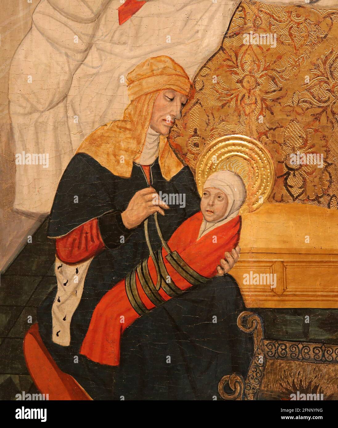 Pala d'altare della nascita della Vergine di Pedro Garcia de Benabarre, c. 1475. Museo Nazionale d'Arte della Catalogna. Barcellona, Spagna. Foto Stock
