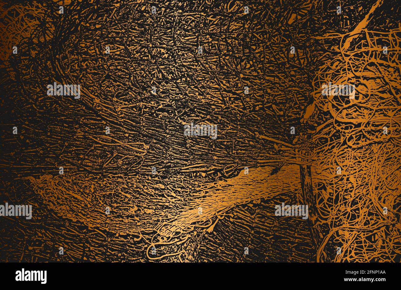 Lussuoso sfondo in metallo dorato con corde in difficoltà, rete da pesca, tessuto a rete. Illustrazione vettoriale Illustrazione Vettoriale