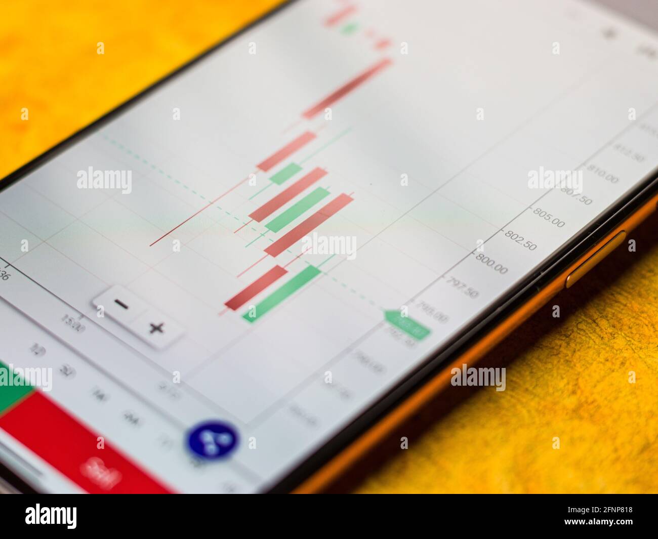 Grafico del mercato azionario per la tranding e gli investimenti in borsa. Foto Stock