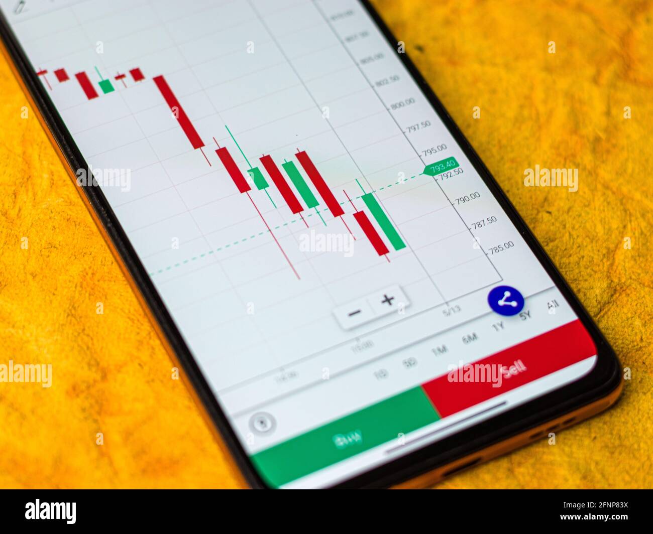Grafico del mercato azionario per la tranding e gli investimenti in borsa. Foto Stock