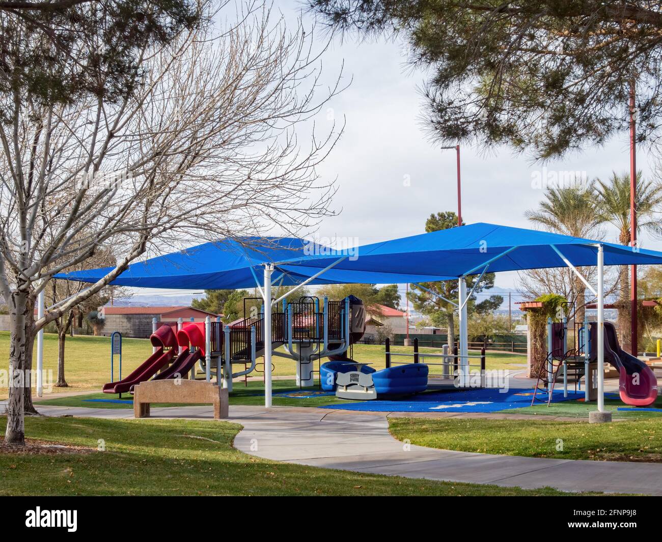 Vista soleggiata dell'Hayley Hendricks Park a Henderson, Nevada Foto Stock