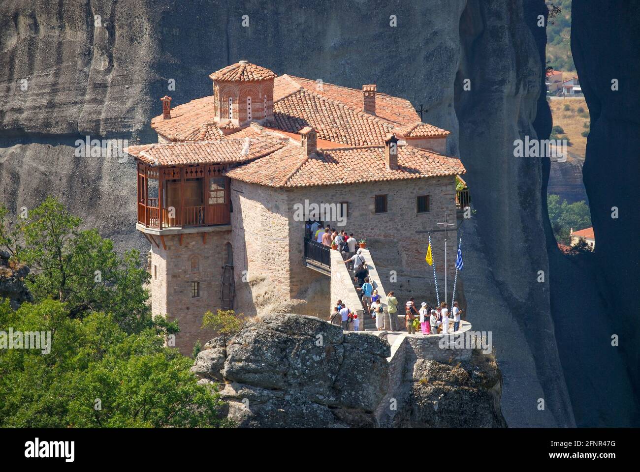 Monastero Roussanou, Meteora, Kalampaka, Trikala, Tessaglia, Grecia Foto Stock