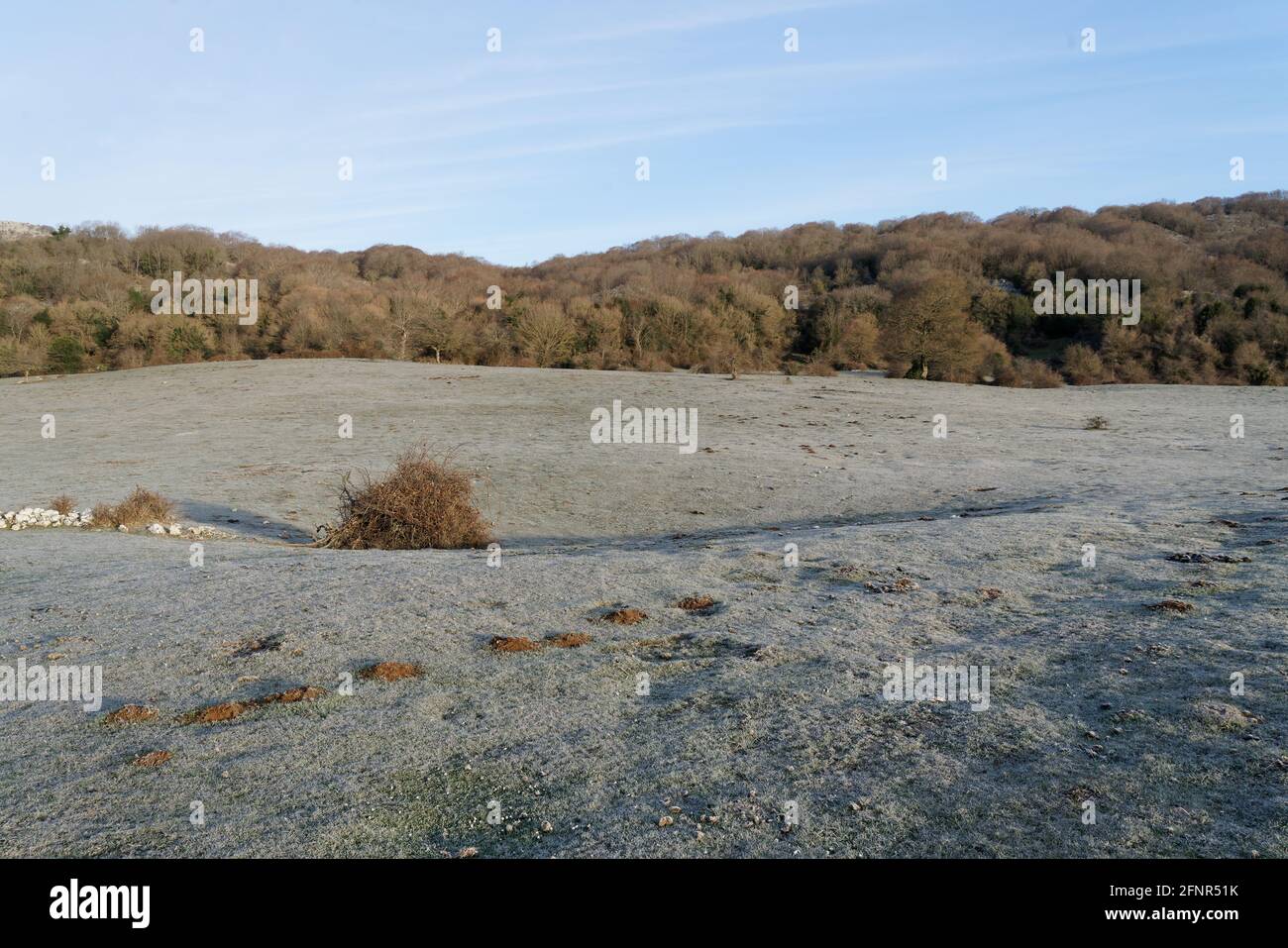 Veduta mattutina dell'altopiano di Monte Gennaro, Parco Regionale dei Monti Lucretili in Italia Foto Stock