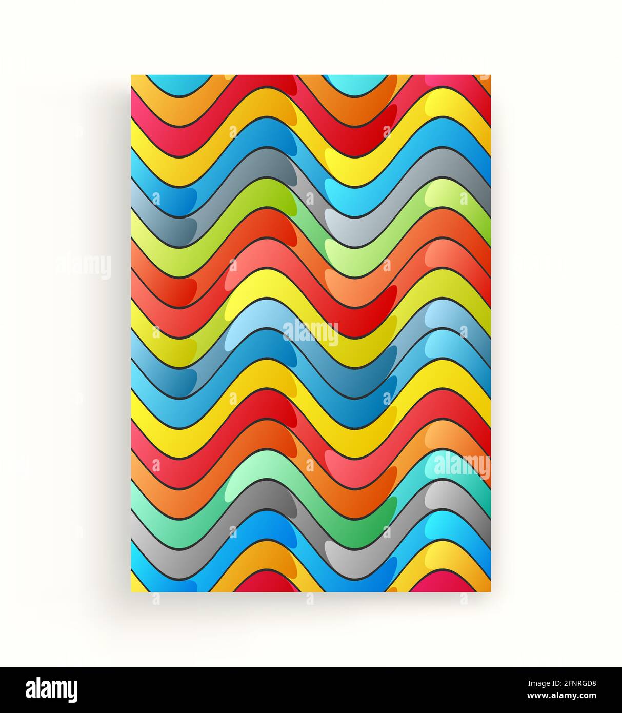 Astrazione con striping. Modello ondulato con illusione ottica. Sfondo con texture delle onde. Linee curvilinee orizzontali. illustrazione vettoriale 3d. Illustrazione Vettoriale