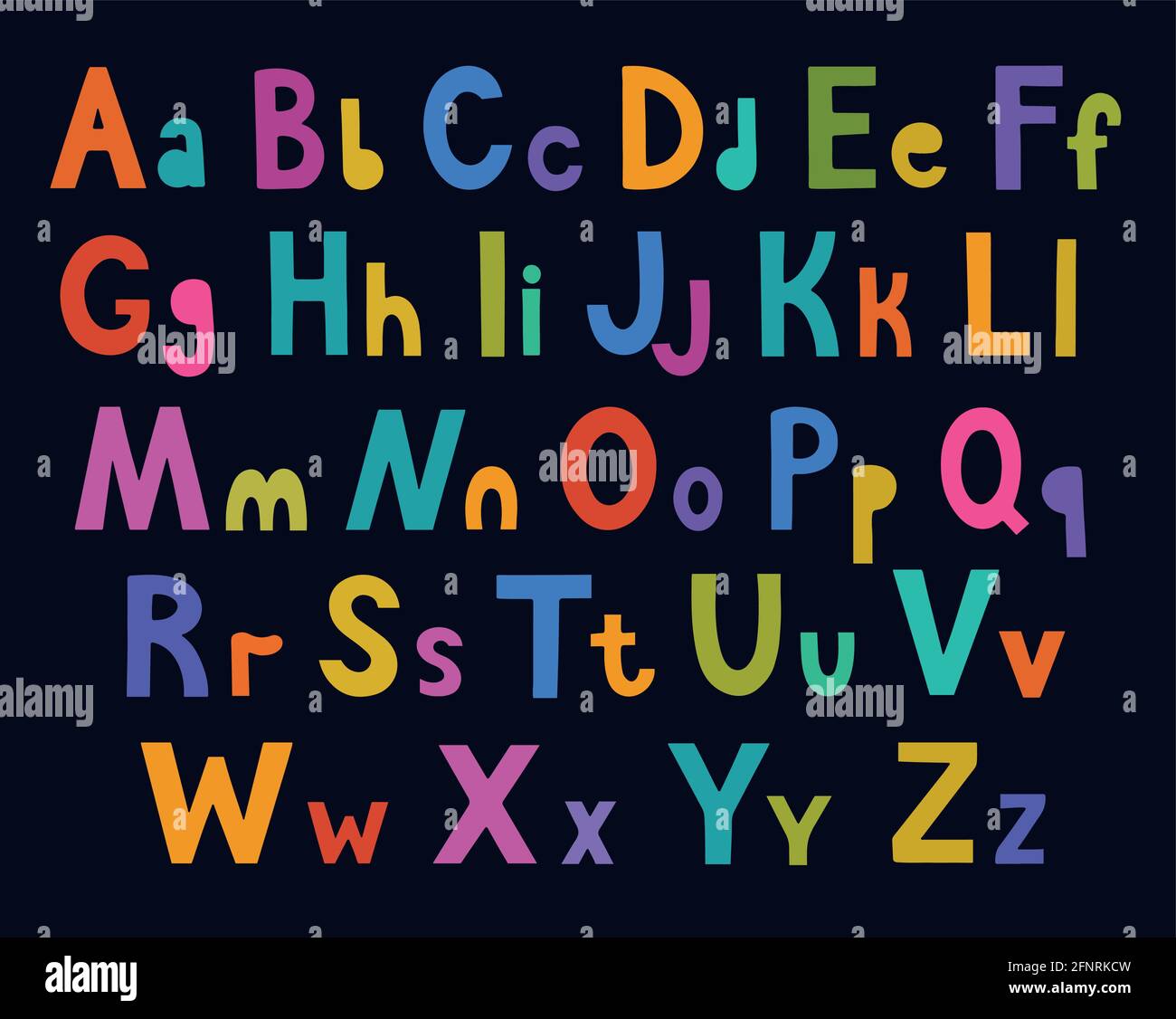 Cute colorato luminoso alfabeto per bambini con le lettere originali  disegnate a mano Immagine e Vettoriale - Alamy