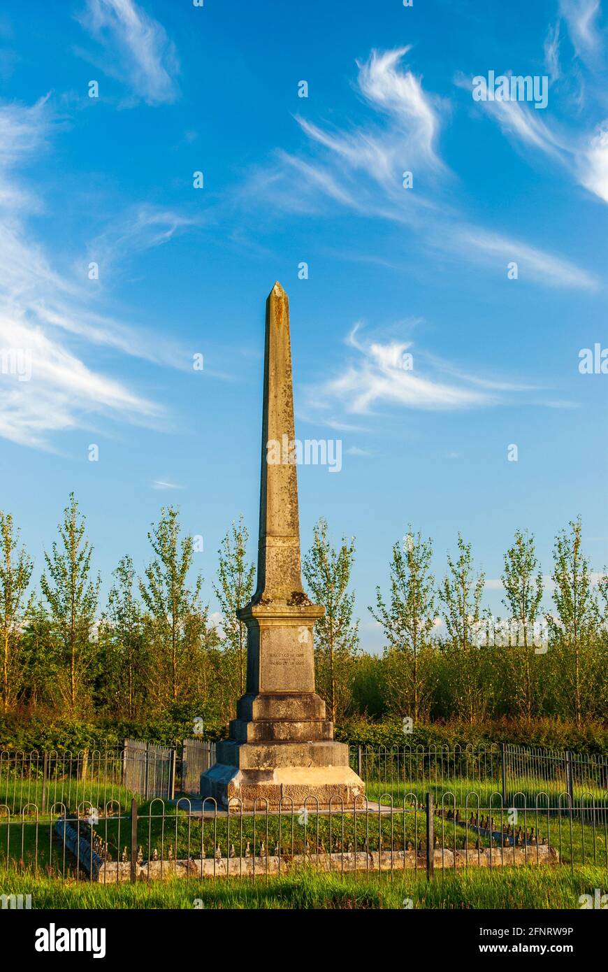 Il monumento di Covenanter commemorava la battaglia di Drumclog vicino a Drumclog nel Lanarkshire, Scozia. Foto Stock