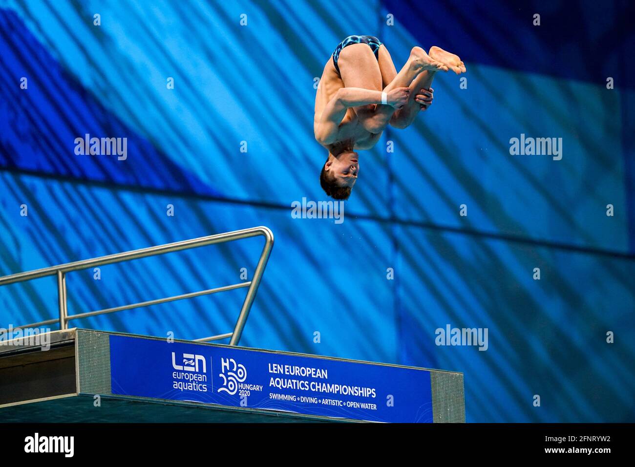 16-05-2021: Zwemmen: Europees Kampioenschap: Boedapest BUDAPEST, UNGHERIA - MAGGIO 16: Oleksii Sereda dell'Ucraina in gara alla finale della piattaforma Men 10m d Foto Stock