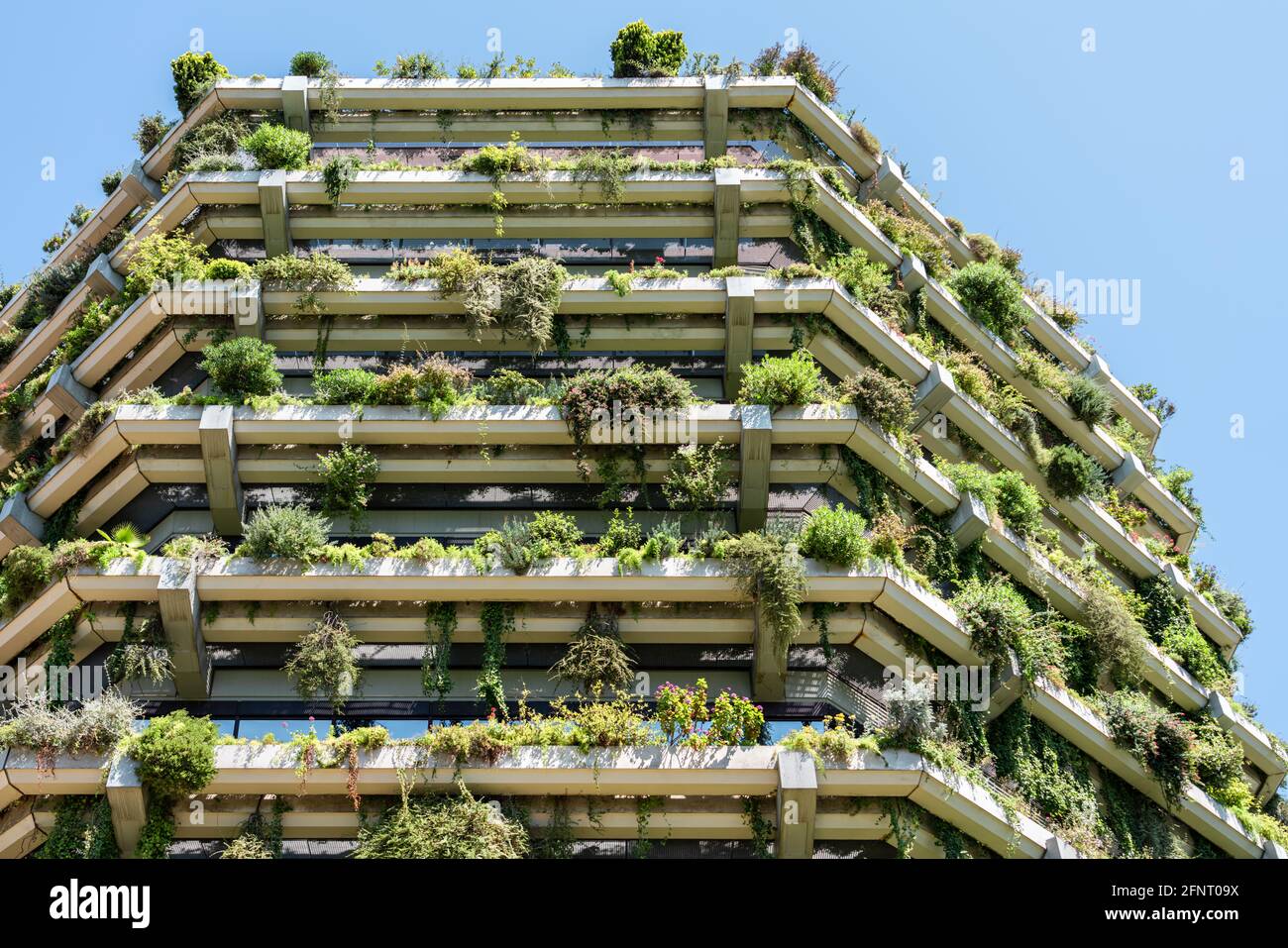 Green Building Facade Dettagli in Barcelona, Spain Foto Stock