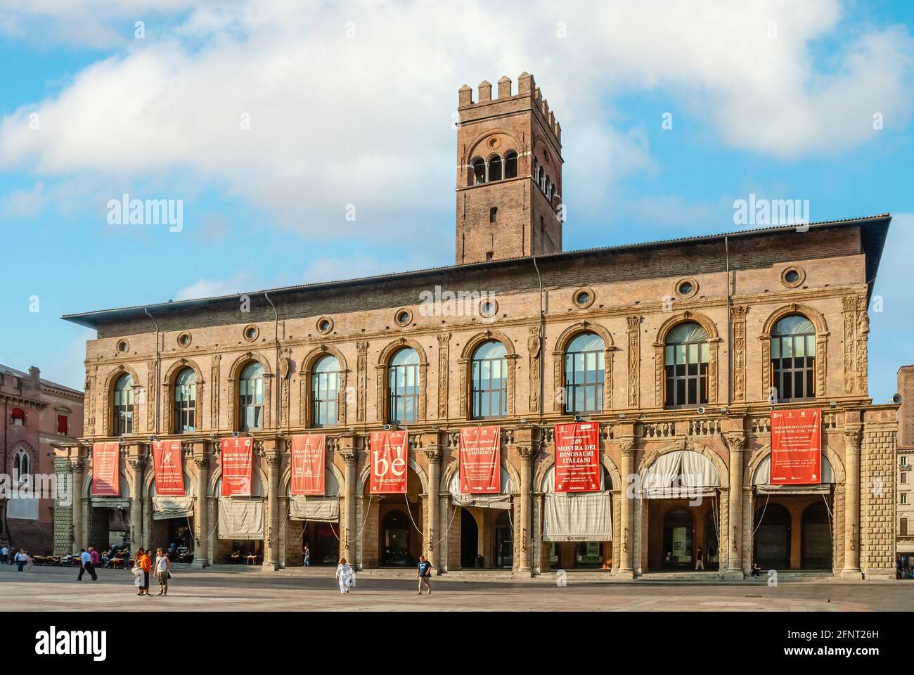 Palazzo del Podesta in Piazza maggiore nel centro storico di Bologna, Emilia Romagna Foto Stock