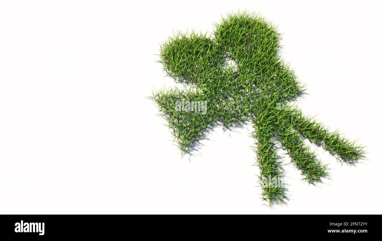 Concetto o concettuale verde estate prato erba simbolo forma isolato sfondo bianco, segno di videocamera retrò. metafora dell'illustrazione 3d per il filmato p Foto Stock