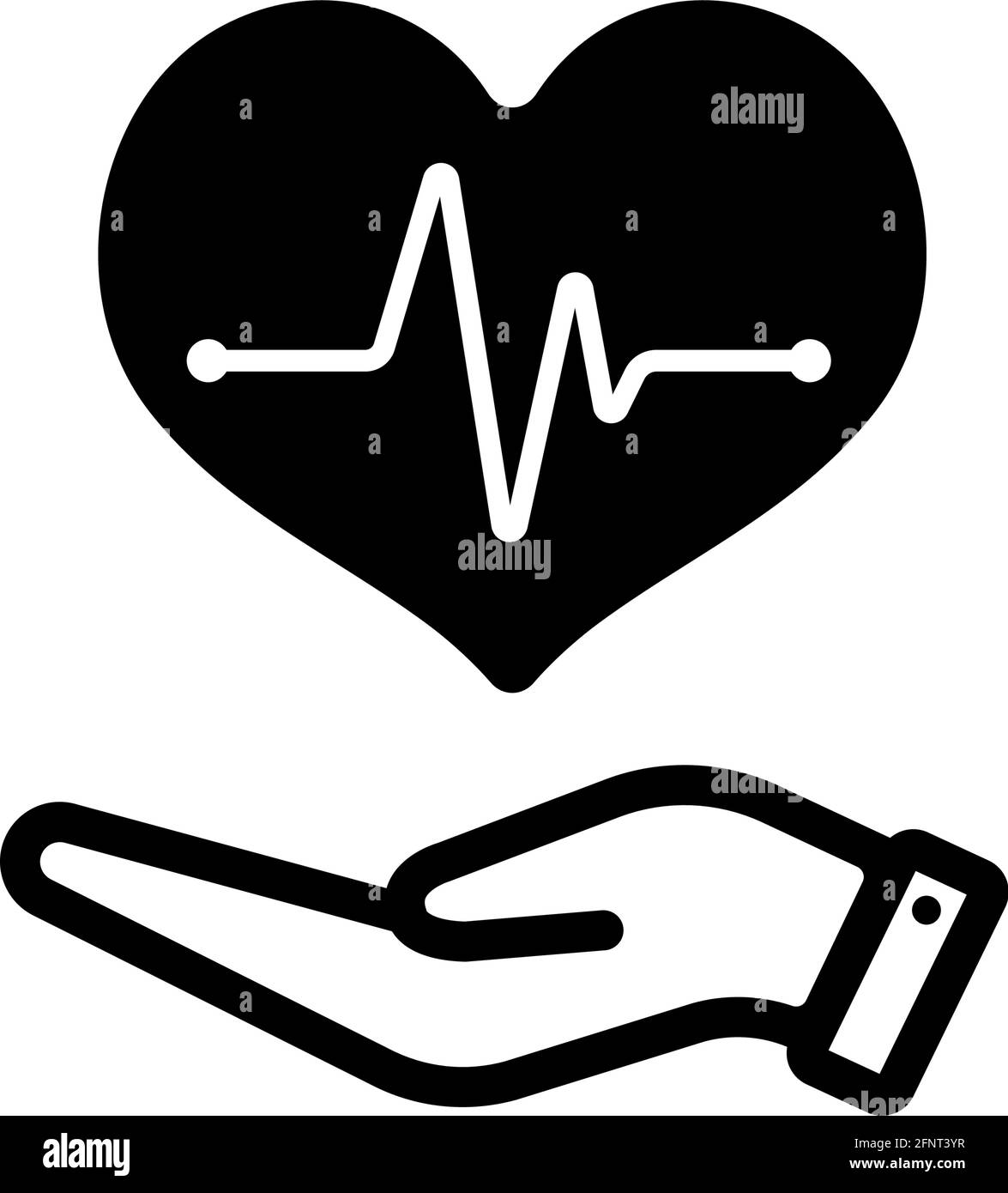 Illustrazione dell'icona del vettore medico del cuore che tiene la mano ( sanità ) Illustrazione Vettoriale
