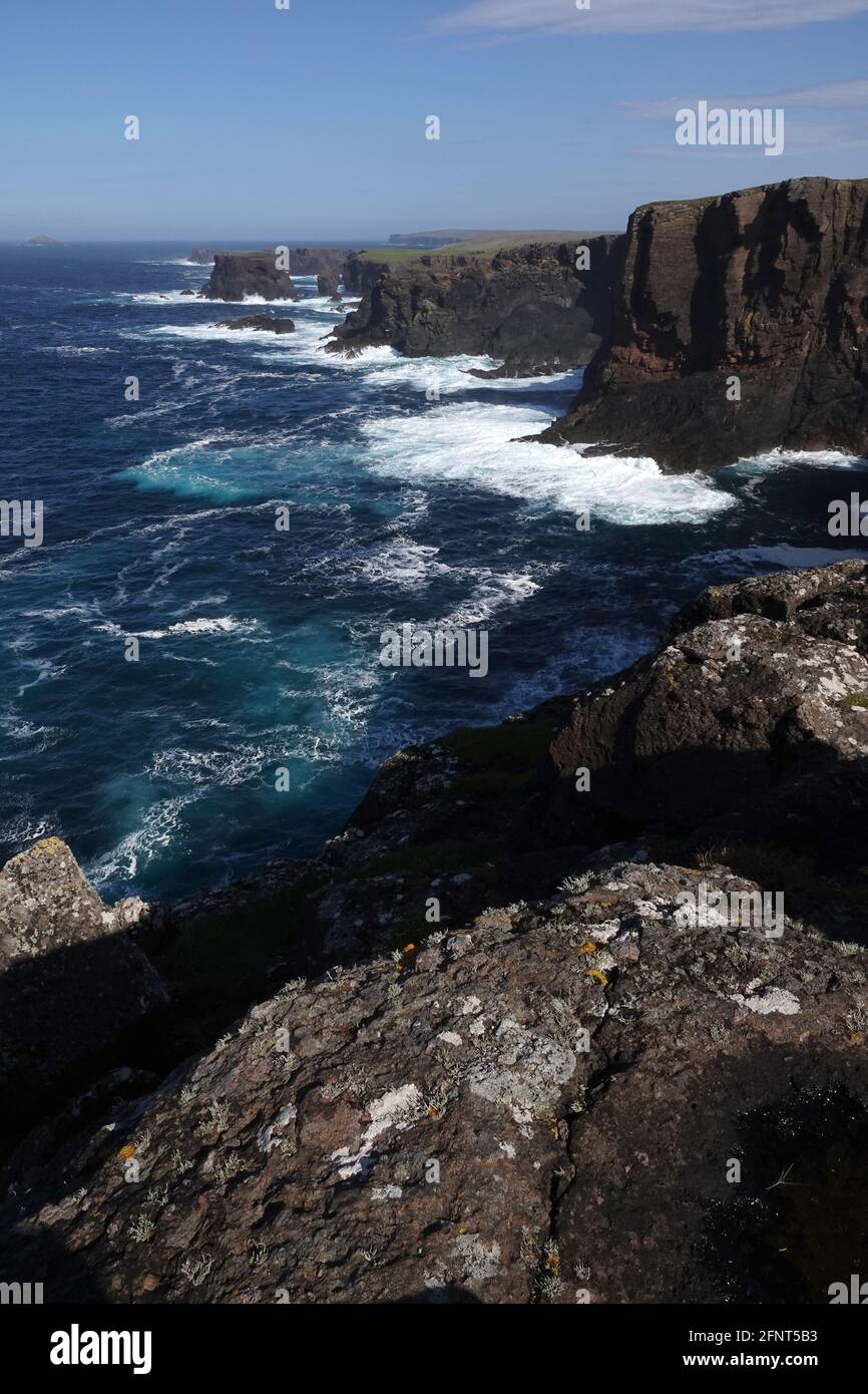 Regno Unito, Regno Unito, GB, Great, Inghilterra, Scozia, Isole Shetland, scogliere di Eshaness Foto Stock