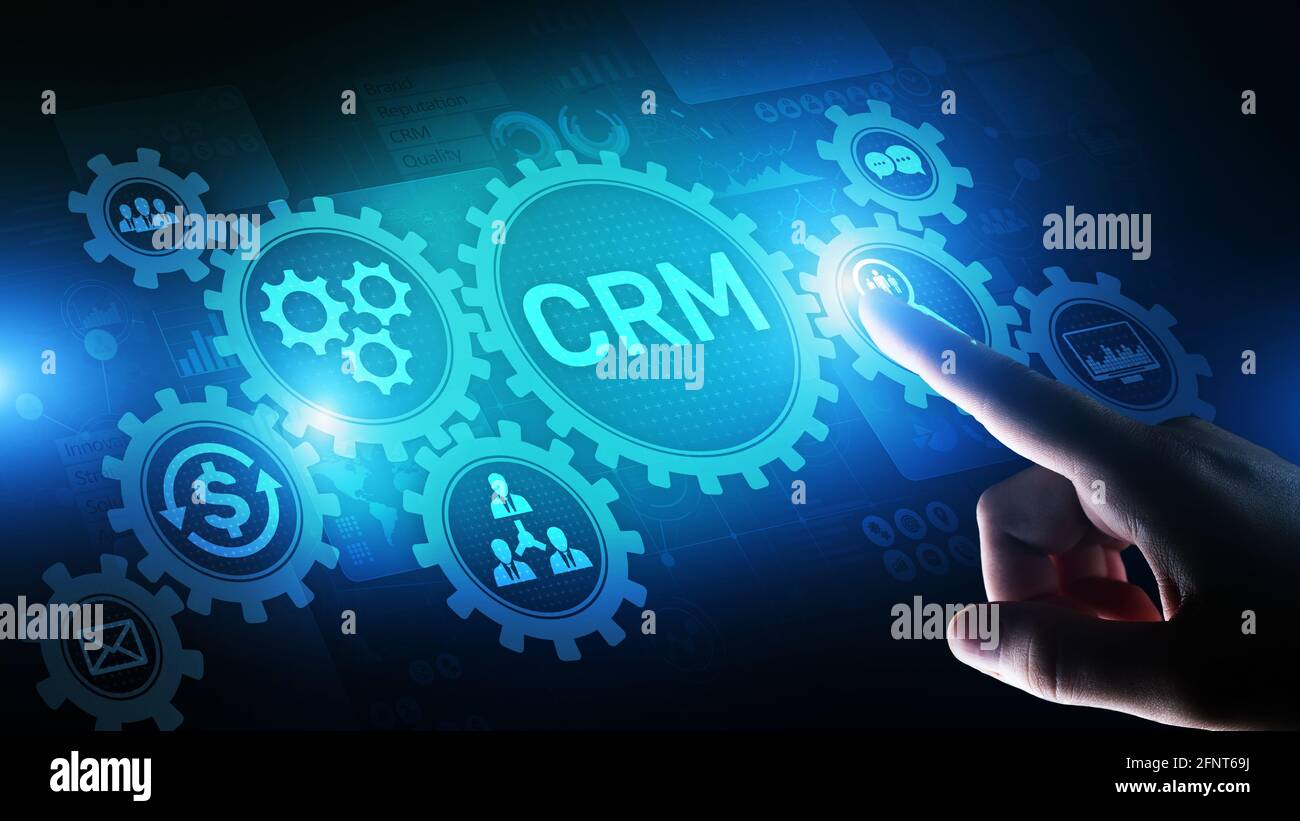 CRM - Software di sistema per l'automazione della gestione delle relazioni con i clienti. Concetto di business e tecnologia. Foto Stock