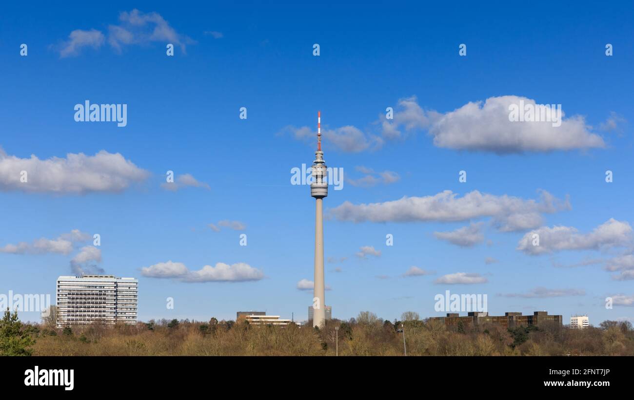 Florianturm (Florian Tower) Torre televisiva punto di riferimento a Dortmund, Germania Foto Stock