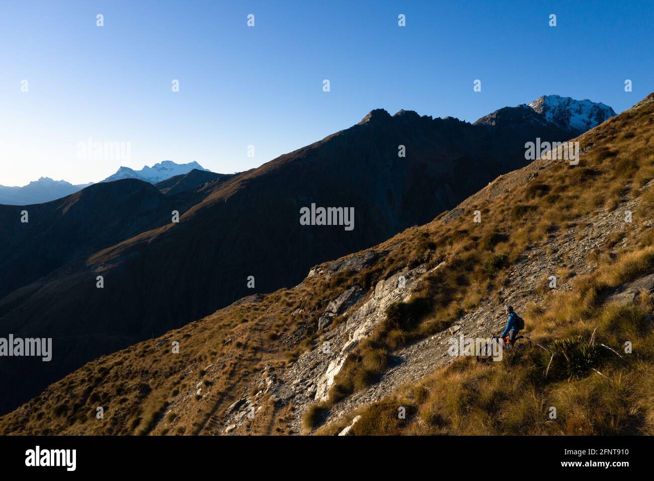 Mountain bike, Mount Judah sentieri, Glenorchy. Modello rilasciato Foto Stock