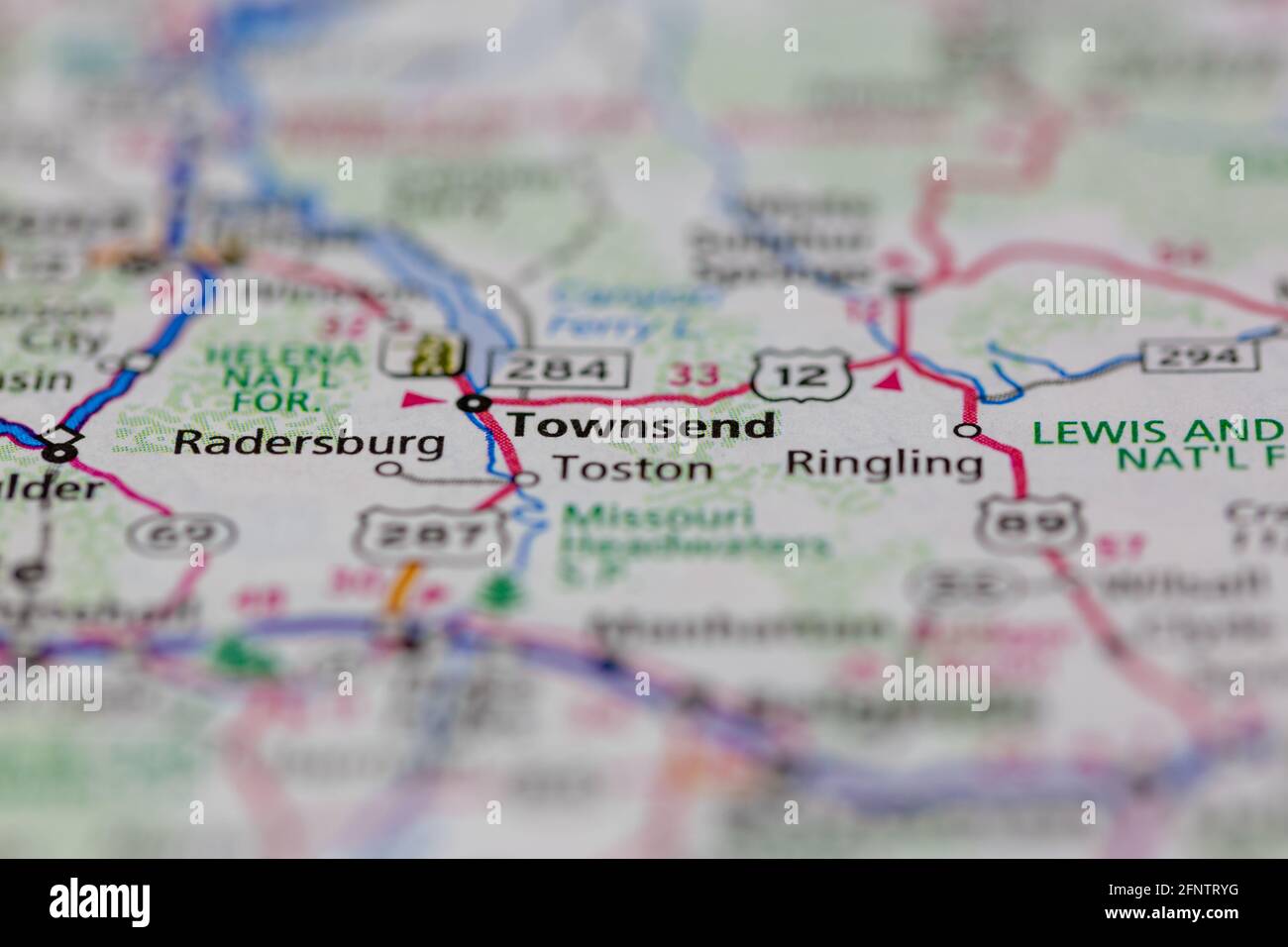 Townsend montana su una mappa immagini e fotografie stock ad alta