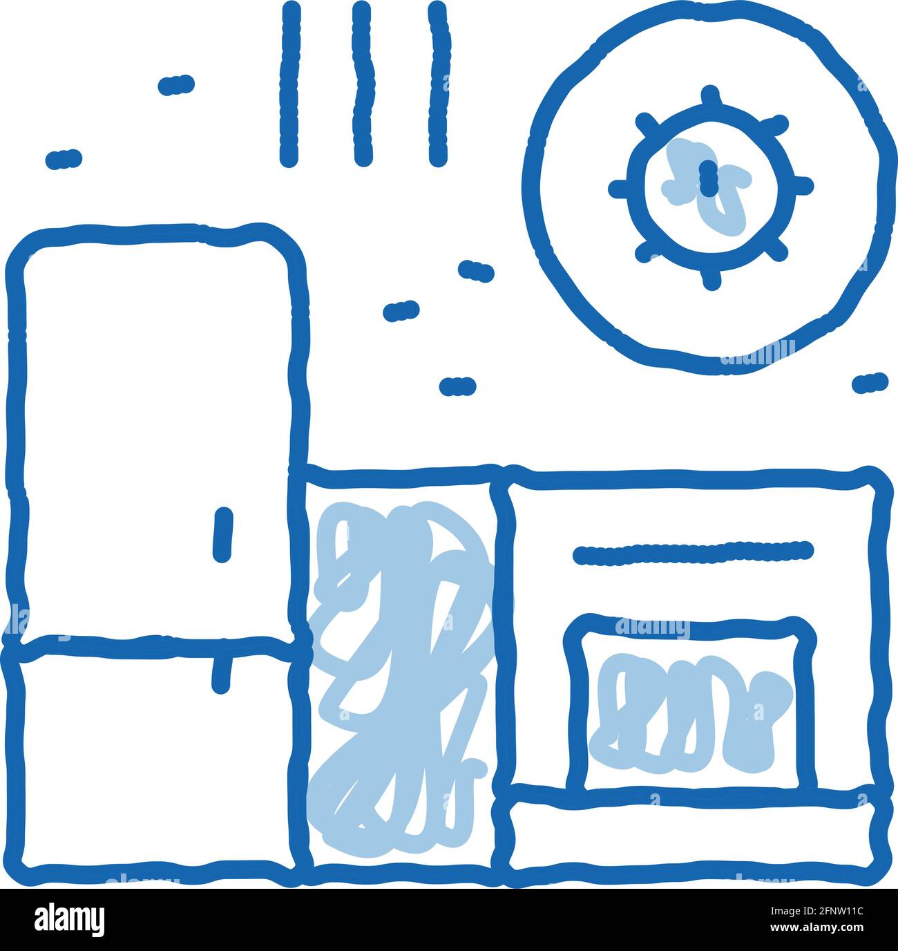 batteri nocivi in cucina doodle icona disegnata a mano illustrazione Illustrazione Vettoriale