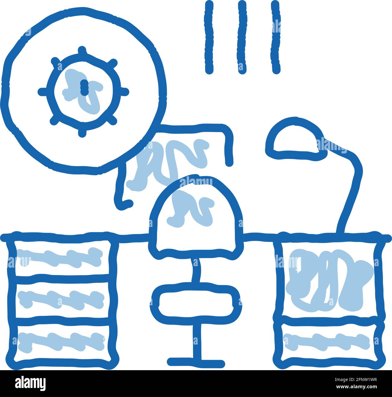 batteri nocivi nella sala di lavoro doodle icona disegnata a mano illustrazione Illustrazione Vettoriale