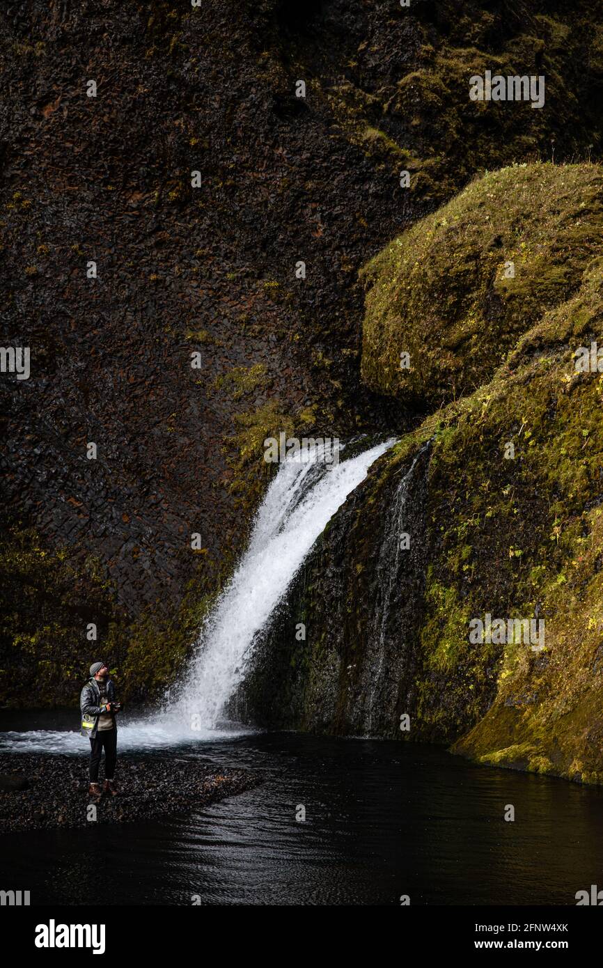 Esplorare gli interni islandesi di 4 x 4 Foto Stock
