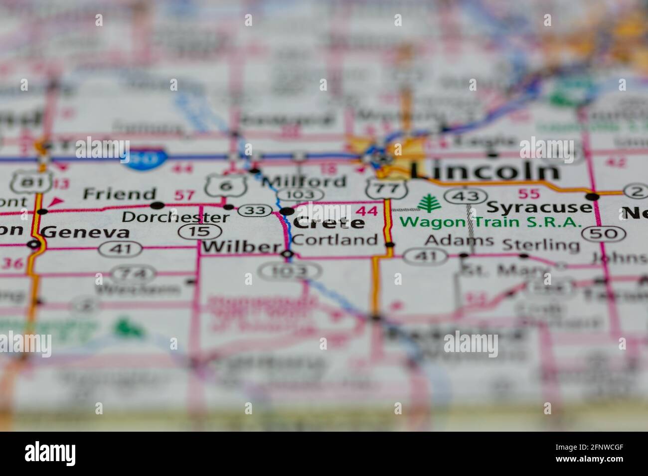 Creta Nebraska USA mostrato su una mappa geografica o su una strada mappa Foto Stock