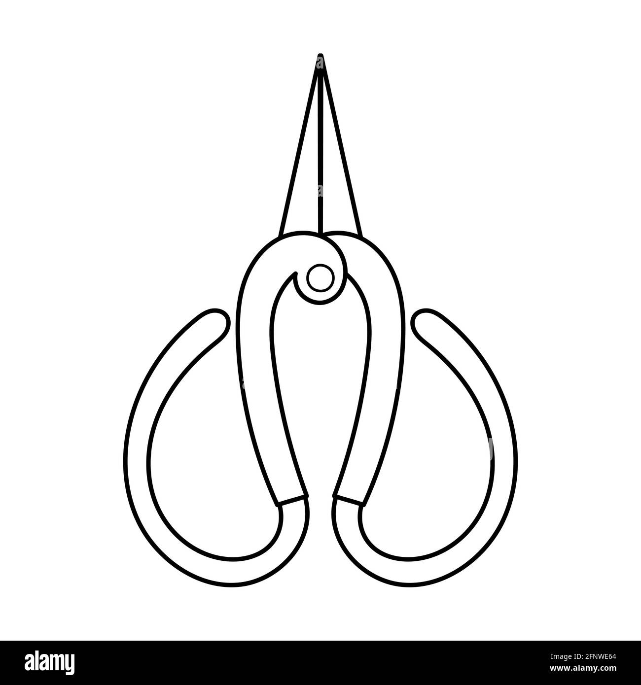 Forbici da giardinaggio delineare semplice minimalista disegno piatto illustrazione vettoriale isolato su sfondo bianco Illustrazione Vettoriale