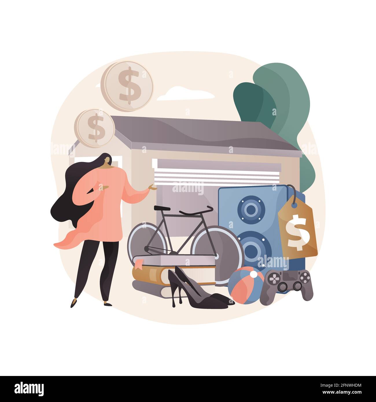 Garage vendita concetto astratto illustrazione vettoriale. Illustrazione Vettoriale