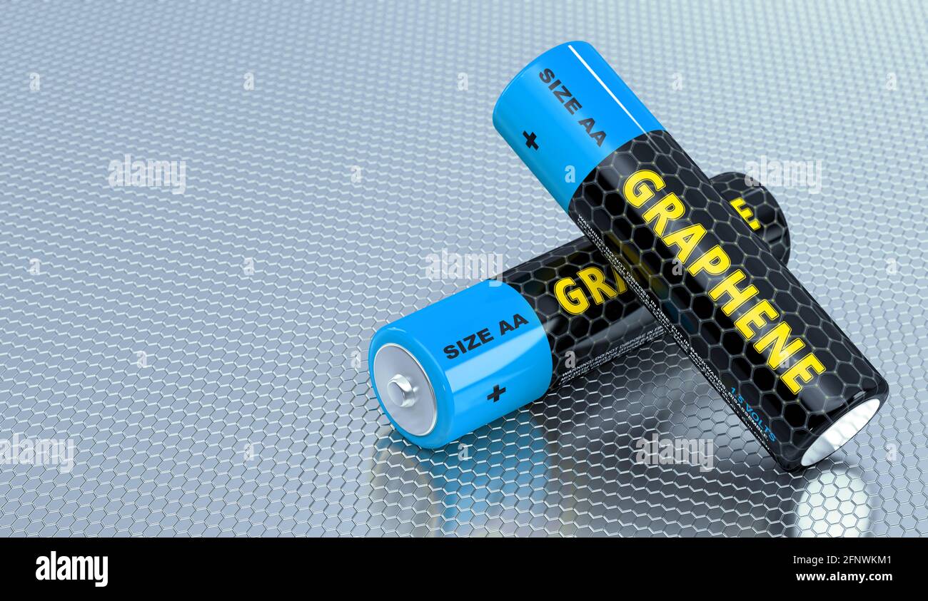 Batterie generiche in grafene. Rendering 3D Foto Stock