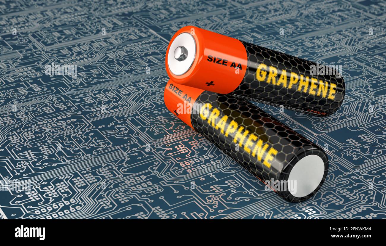Batterie generiche in grafene. Rendering 3D Foto Stock