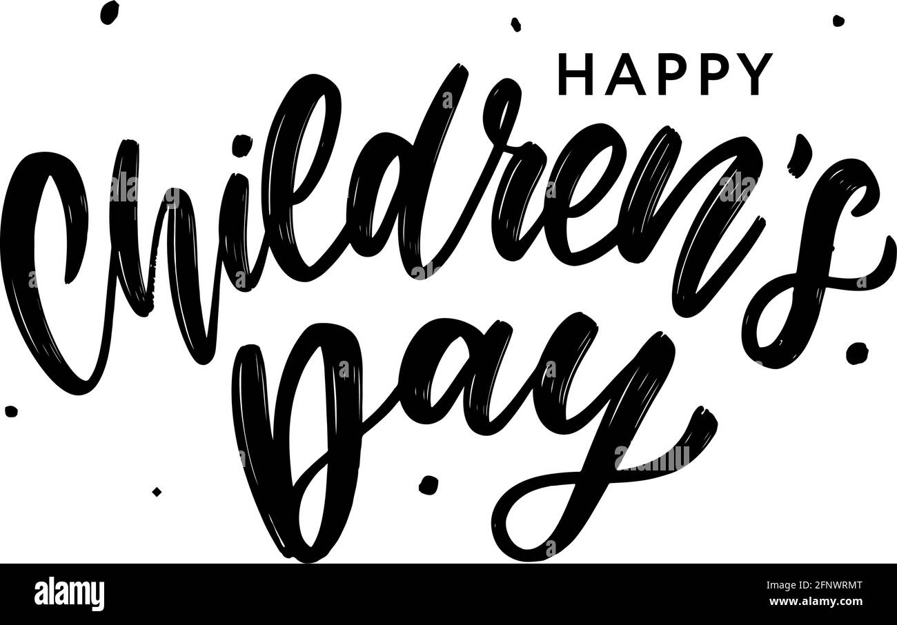 Sfondo vettoriale del giorno dei bambini. Felice titolo Giornata dei Bambini. Iscrizione Happy Children's Day. Illustrazione Vettoriale