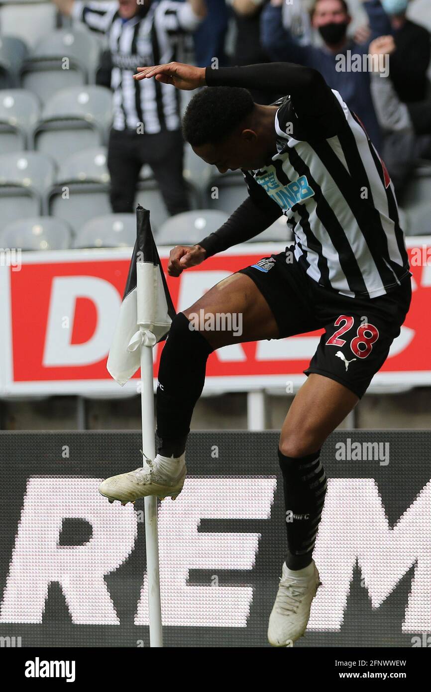 NEWCASTLE UPON TYNE, REGNO UNITO. IL 19 MAGGIO Joe Wilcock di Newcastle United festeggia il 19 maggio 2021, dopo aver segnato la partita della Premier League tra Newcastle United e Sheffield United a St. James's Park, Newcastle. (Credit: Mark Fletcher | MI News) Credit: MI News & Sport /Alamy Live News Foto Stock