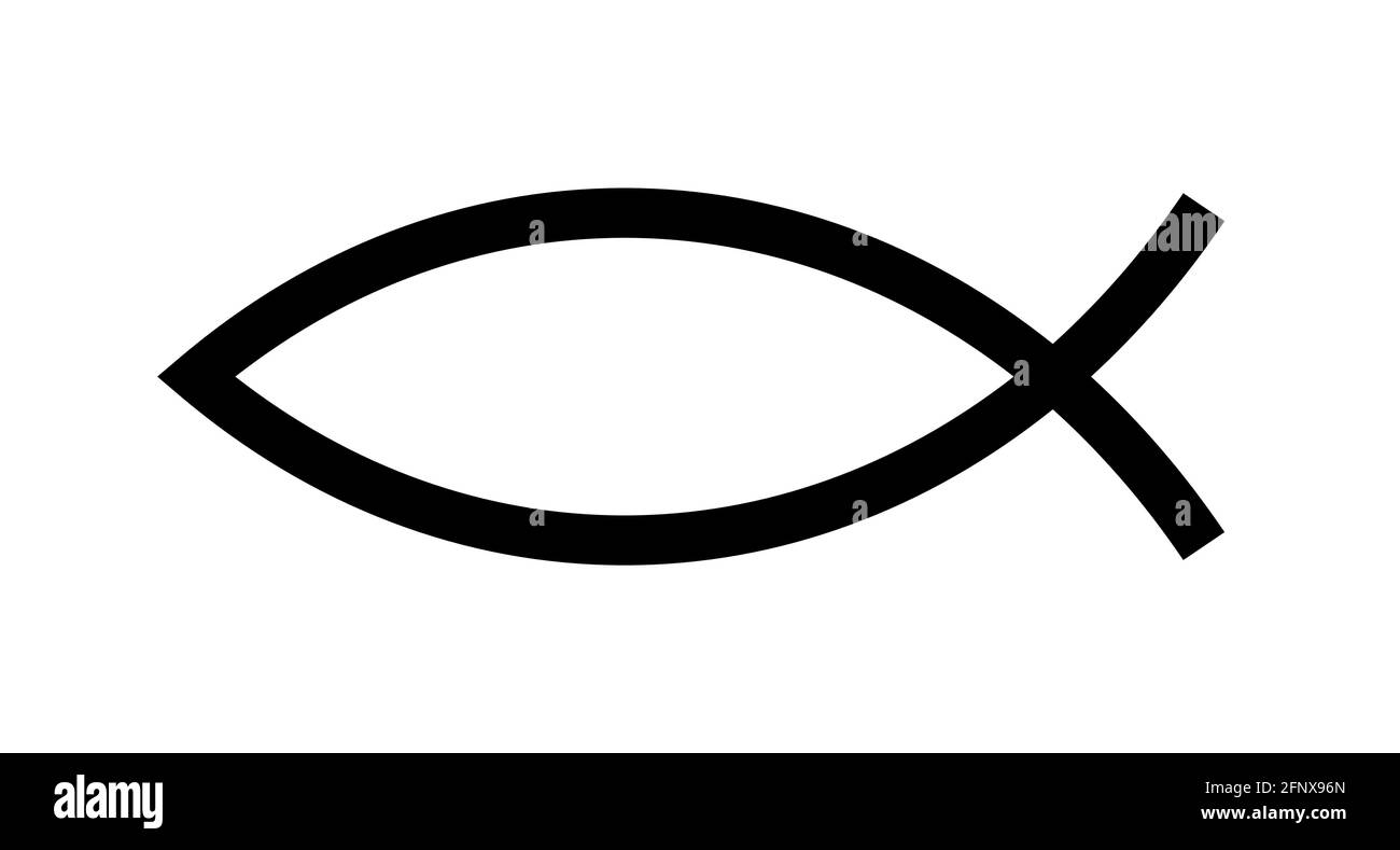 Simbolo del pesce cristiano. Gesù pesce icona segno religioso. Illustrazione del logo di Dio Cristo Illustrazione Vettoriale