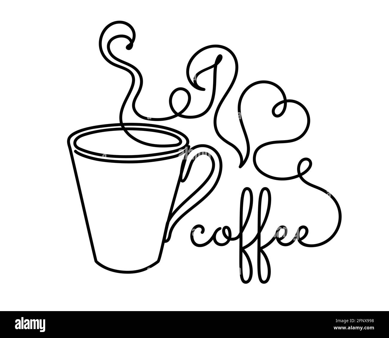 Tazza di caffè con in stile lineare. Illustrazione Vettoriale