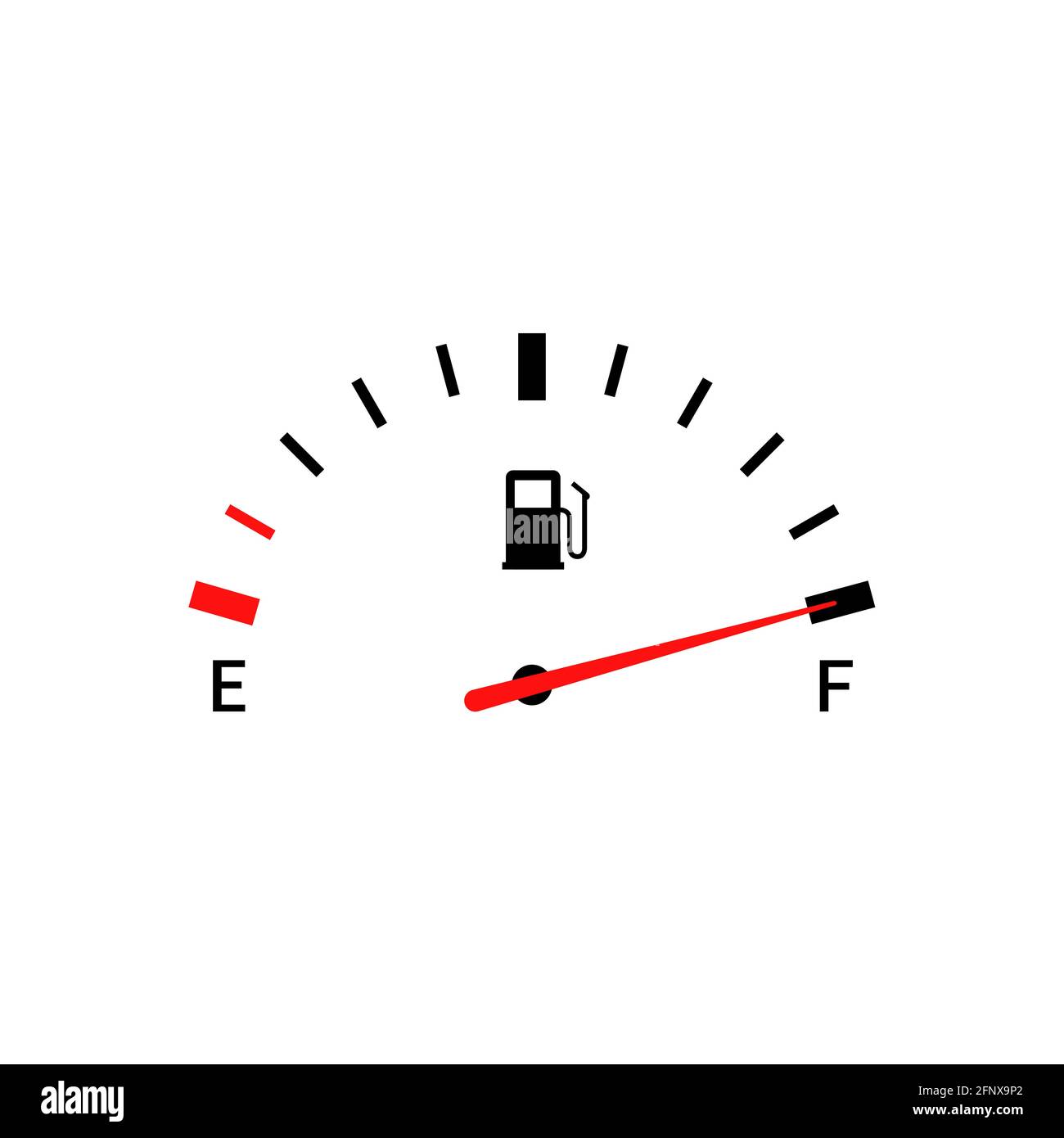 Indicatori carburante contatore gas. Icona serbatoio vettore indicatore pieno. Cruscotto benzina per auto Illustrazione Vettoriale