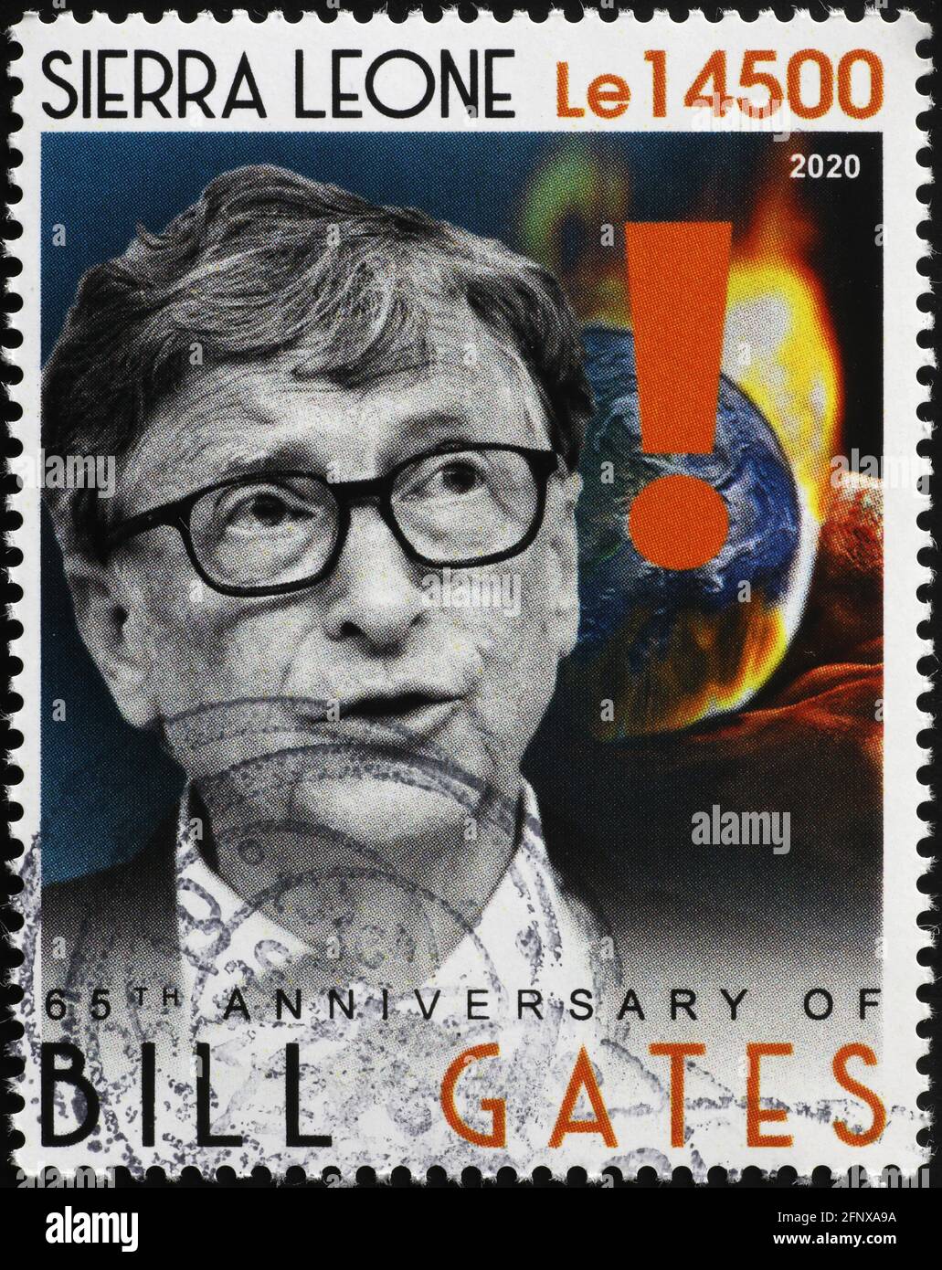 Bill Gates ritratto sul francobollo Foto Stock