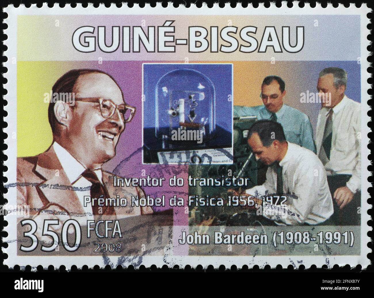 Inventore del transistor John Bardeen su francobollo Foto Stock