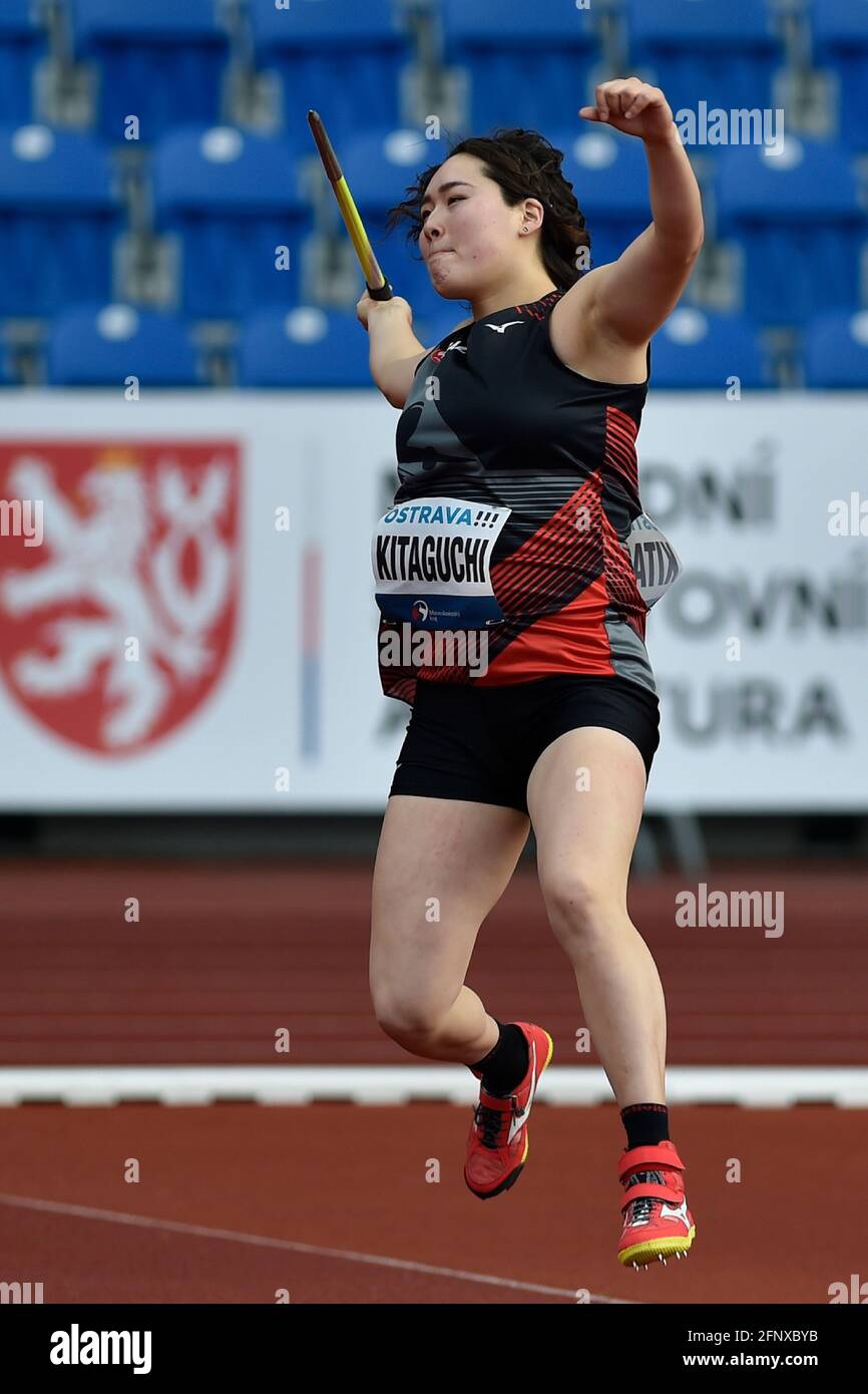 Ostrava, Repubblica Ceca. 19 maggio 2021. Haruka KITAGUCHI del Giappone compete nel lancio di giavellotto durante il tour continentale at the Athletics Zlata Tretra (Golden Spike) - evento atletico d'oro a Ostrava, Repubblica Ceca, 19 maggio 2021. Credit: Jaroslav Ozana/CTK Photo/Alamy Live News Foto Stock