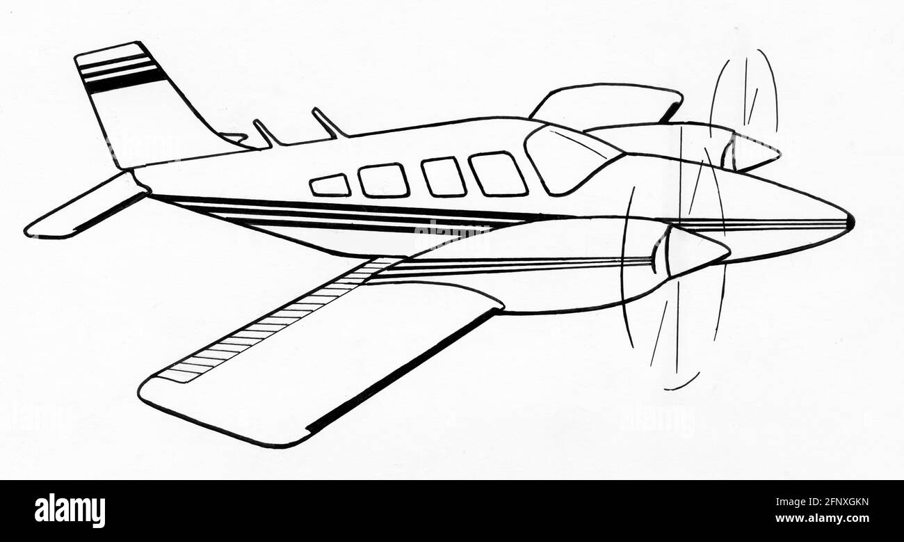 Un disegno di un velivolo leggero a doppio motore Foto Stock