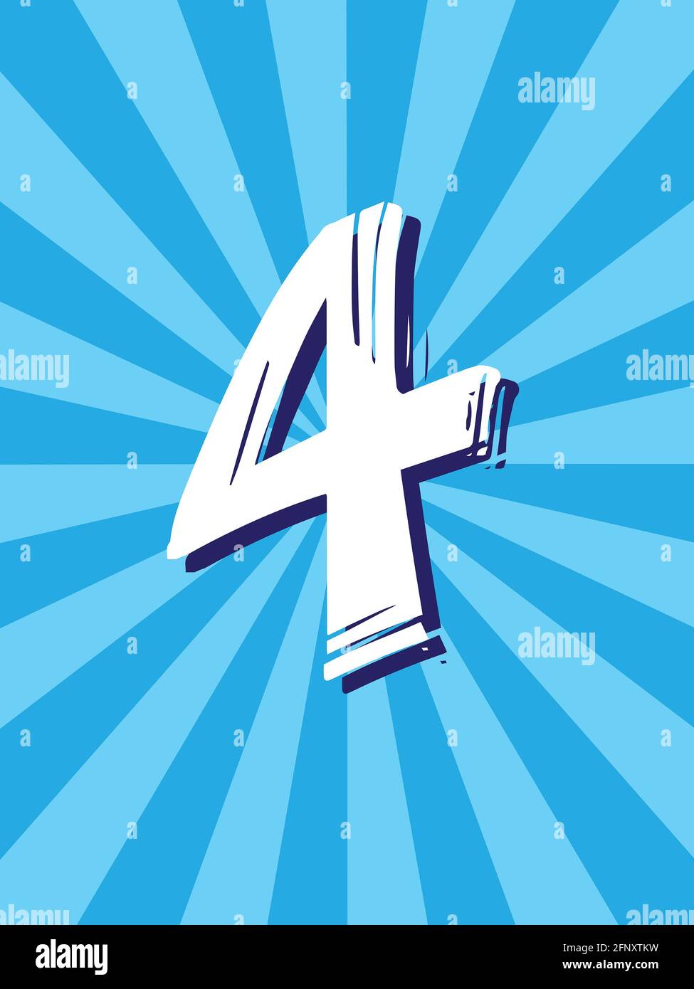 Numero all'interno di un pattern radiale blu. Ideale per sfondi o conto alla rovescia Foto Stock