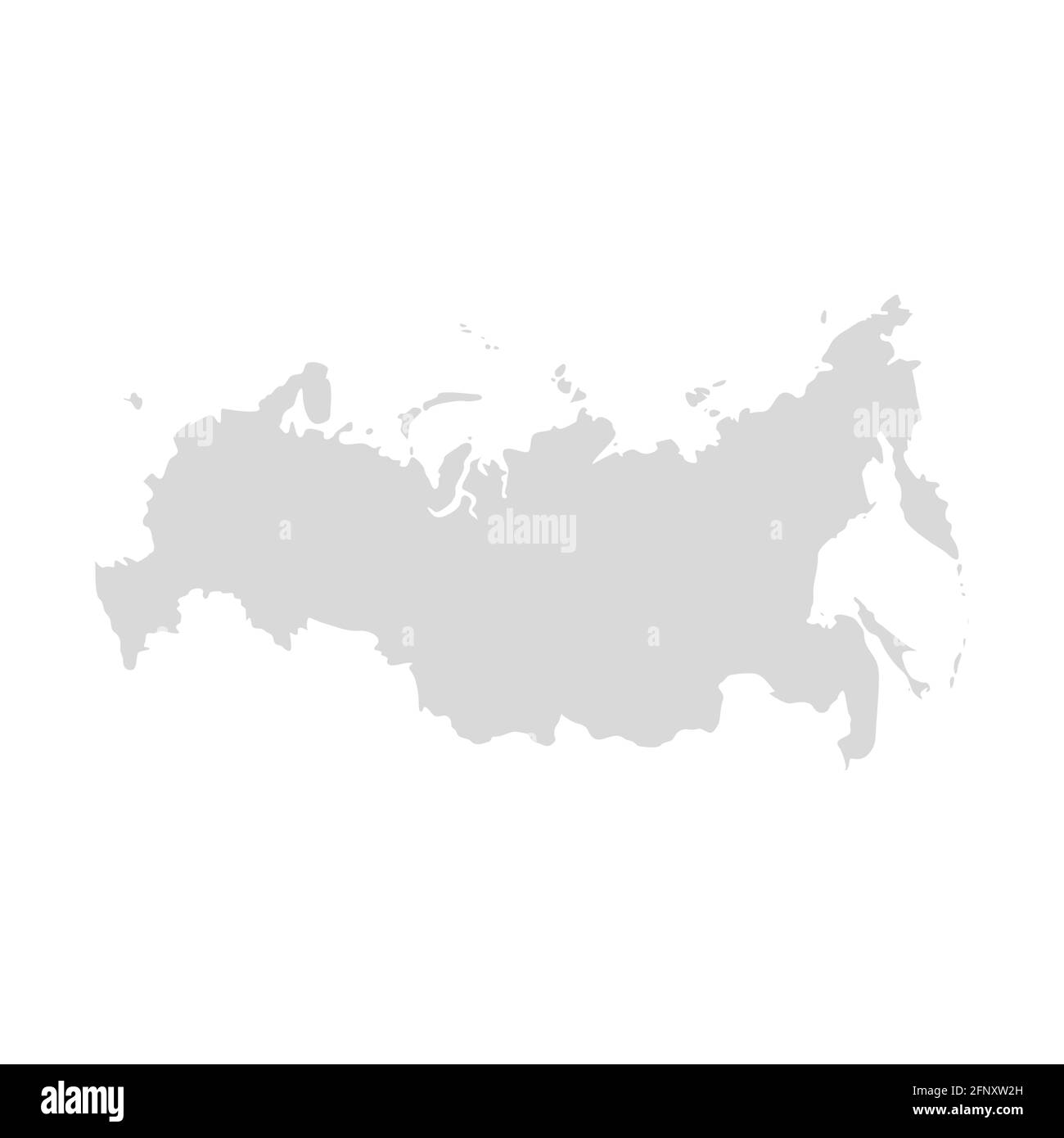 Mappa vettoriale della Russia, contorno della silhouette piatta del paese. Mappa digitale della Russia eurasia. Illustrazione Vettoriale