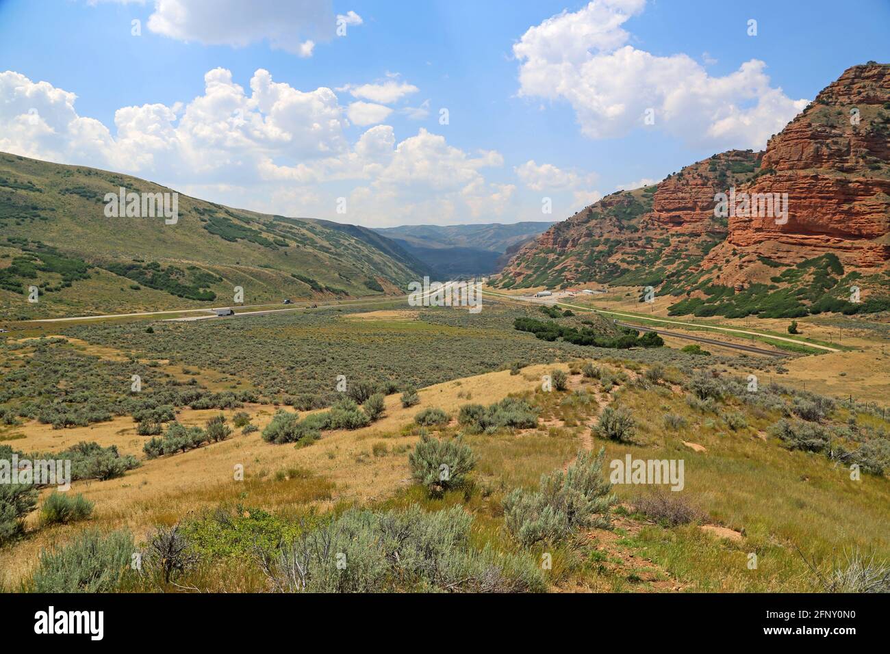 Guardando verso ovest a Echo Canyon, Utah Foto Stock