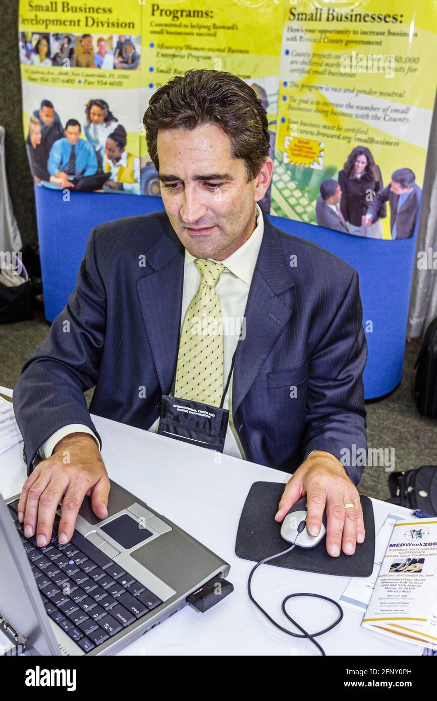 Miami Florida,Sheraton Convention Center,Minority Enterprise Development Week,Broward County Small business exhibitor,man computer, Foto Stock
